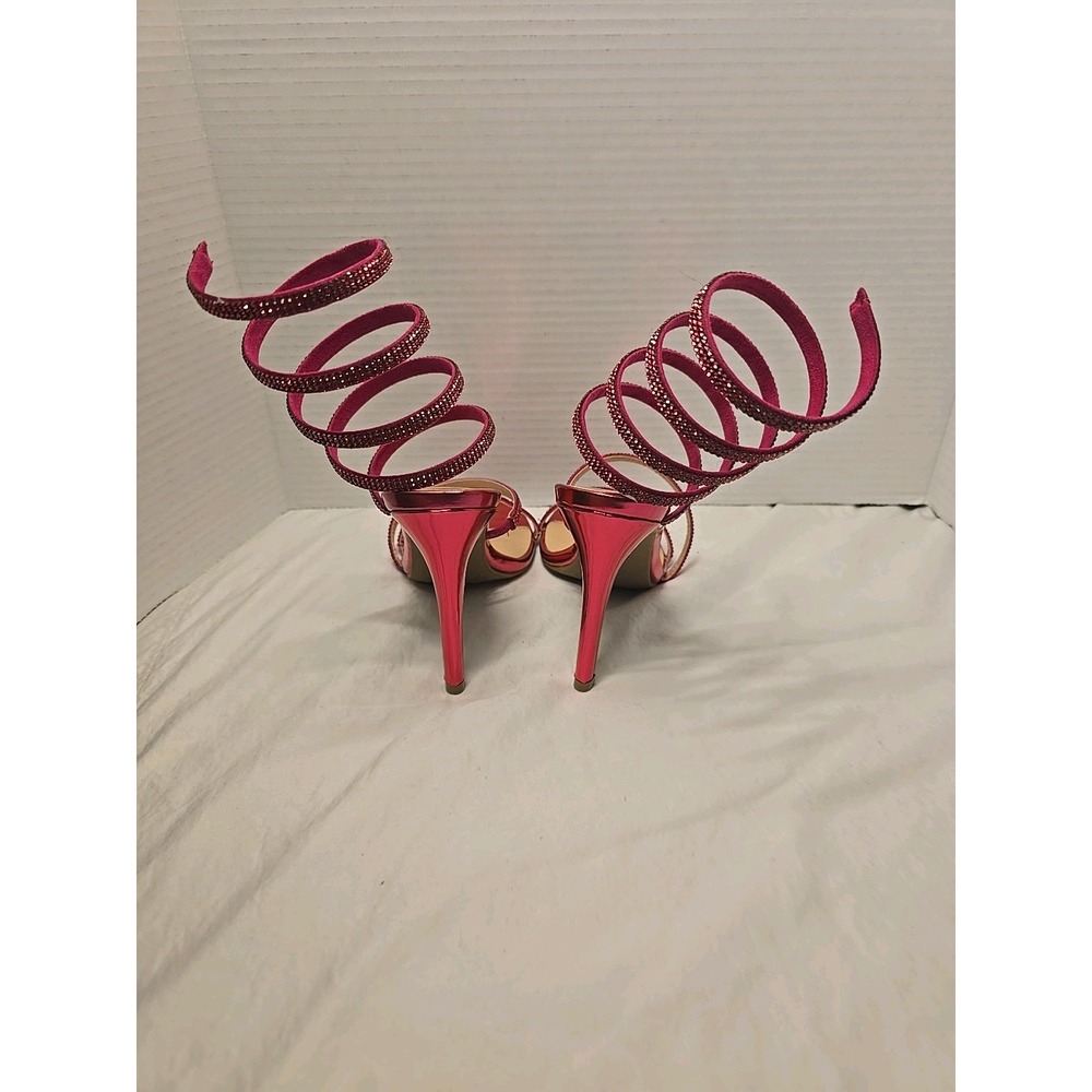Wild Diva Embelisshed Rhinestone Coil Wrap Spiral Ankle Womens Size‎ 7 Hot Pink - Picture 5 of 9